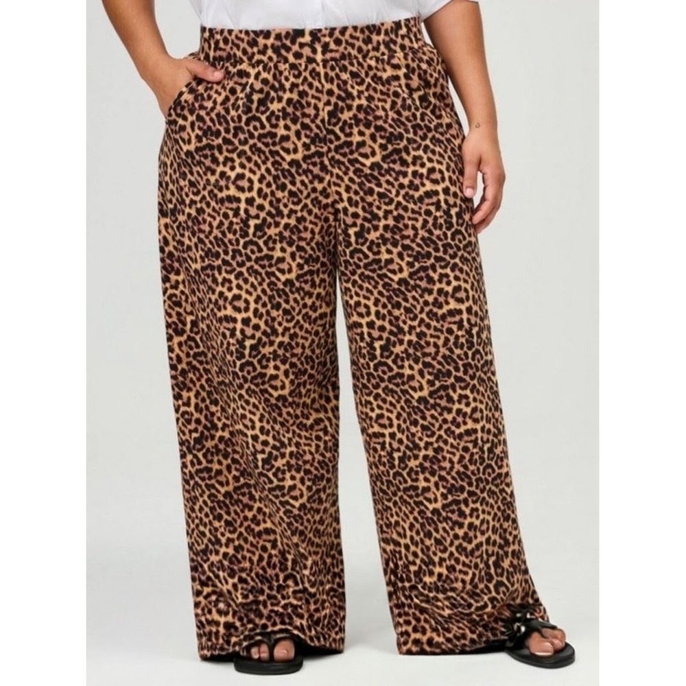 Torrid Leopard Print Wide Leg Pants Plus Size 4X Brown Black Animal Print Fall